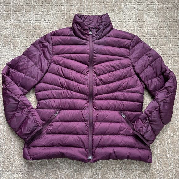 Lands End Down Puffer Down Coat Jacket Women's MP - 10-12 Plum Purple Warm Zip - Picture 1 of 7